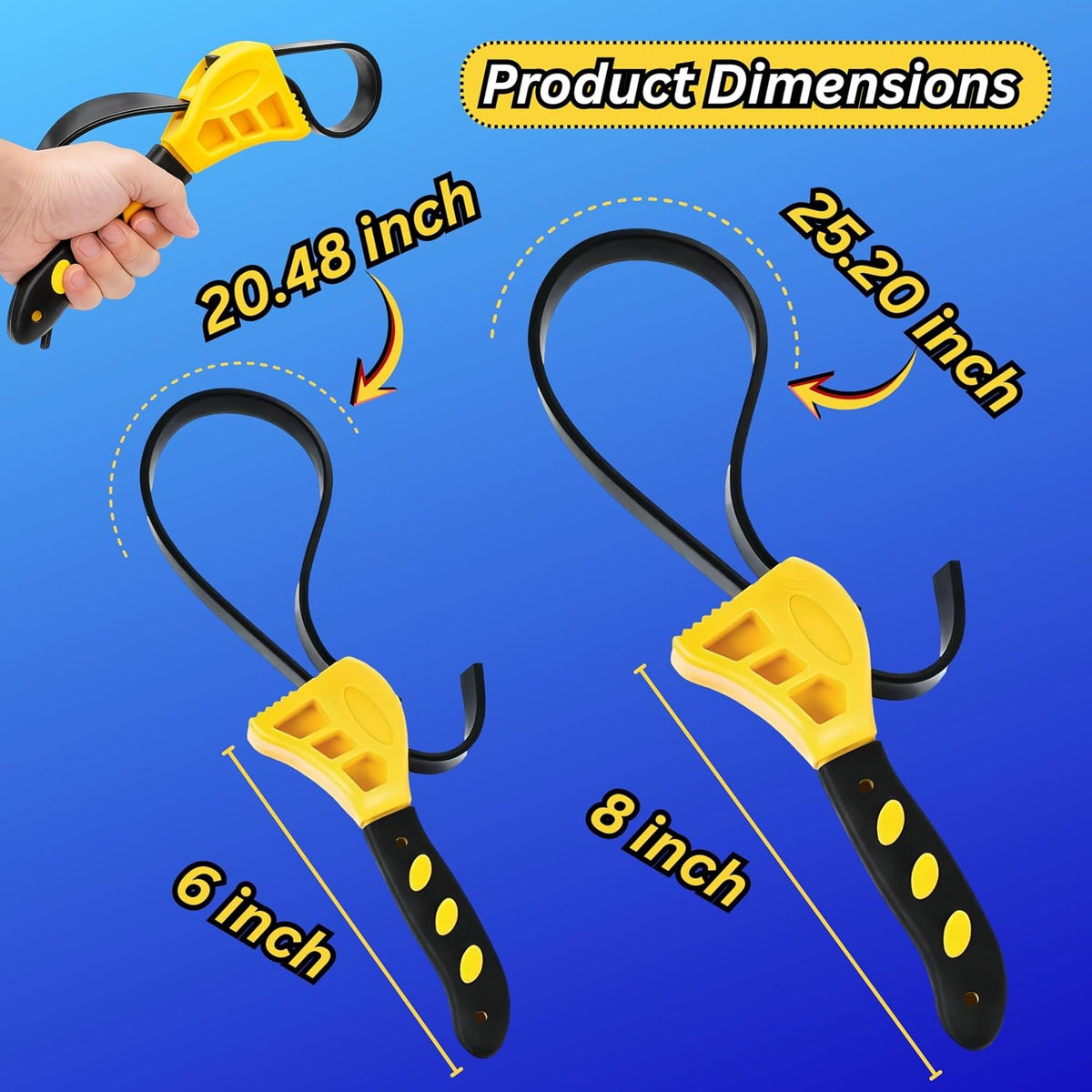 2-Pack Adjustable Rubber Strap Wrench Set – 8" & 6" Multifunctional Grip Tools