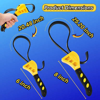 2-Pack Adjustable Rubber Strap Wrench Set – 8" & 6" Multifunctional Grip Tools