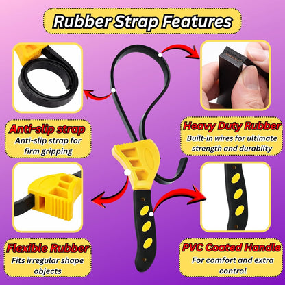 2-Pack Adjustable Rubber Strap Wrench Set – 8" & 6" Multifunctional Grip Tools